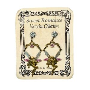 Vintage 1990s Sweet Romance Fairy Dangle Earrings NOS USA